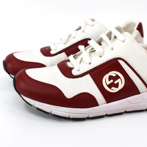 Gucci Miro Soft Rosso GG Red White Leather Low Top Sneakers 39 Logo Running Shoe - Picture 3 of 8